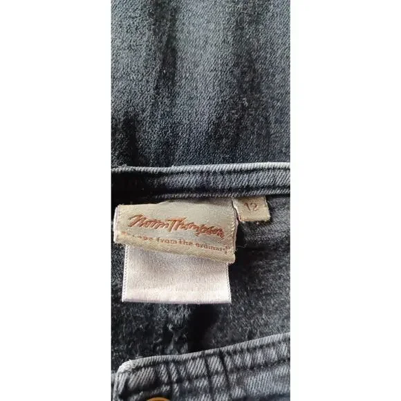 Norm Thompson Women's Size 12 Washed Black Stretch Denim High Rise Flare Jeans - Picture 6 of 8